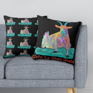 Livin La Vida Goata Screaming Goat Quote Throw Pillow