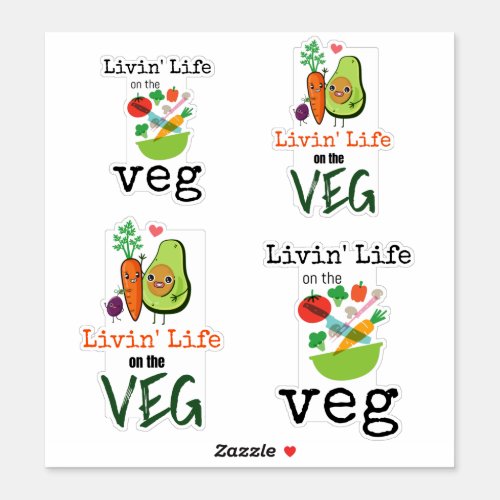 Livin Life on the Veg Fun Vegan Humor Sticker