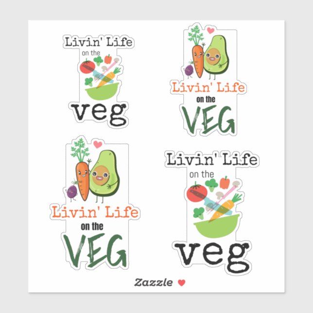 Livin Life on the Veg Fun Vegan Humor Sticker (Sheet)