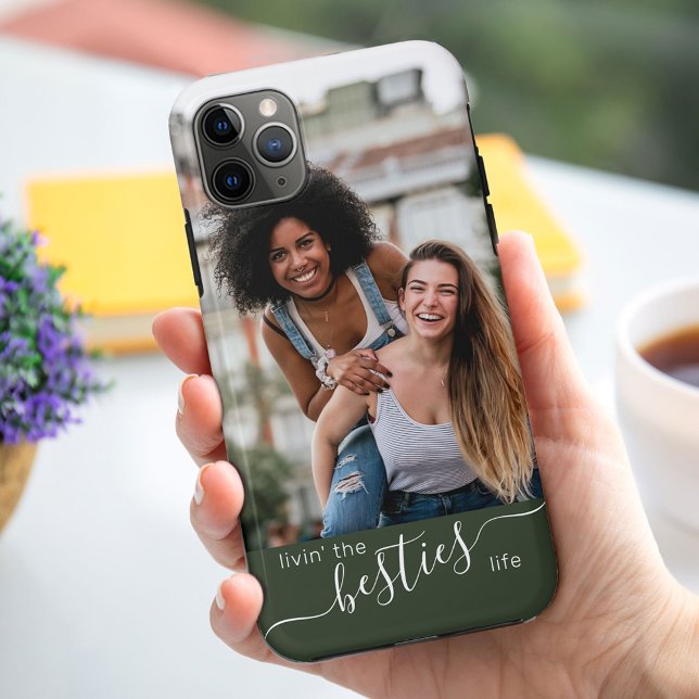 Livin the Besties Life Quote Green Friends Photo Case-Mate iPhone Case (Creator Uploaded)