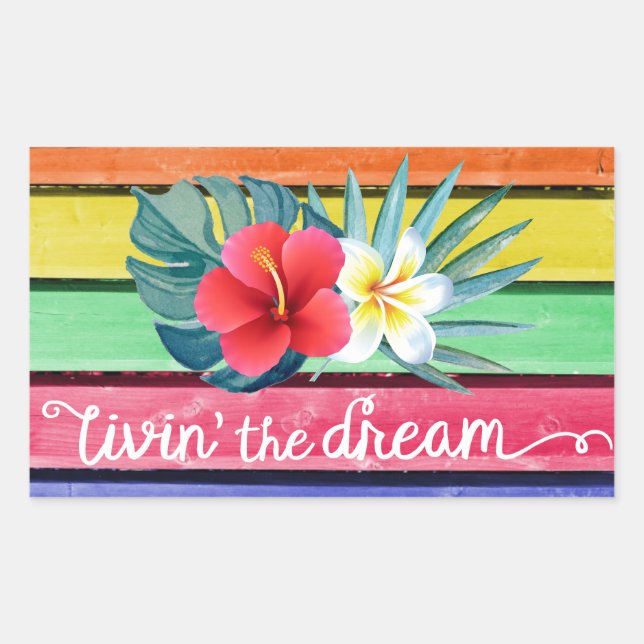 Livin' the dream rectangular sticker (Front)