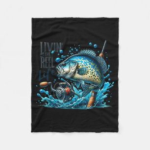 Livin' The Reel Life Crape Fishing Lovers Fisherma Fleece Blanket