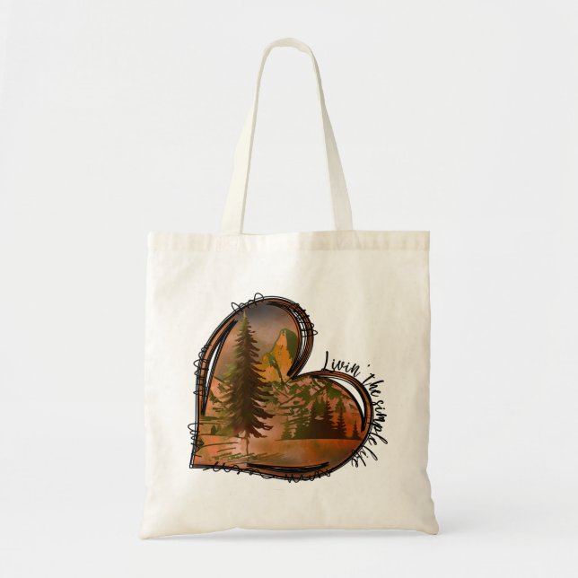 Livin The Simple Life Heart Nature Tote Bag (Front)