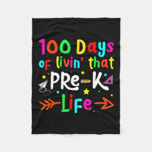 Living 100 Days Of School Pre K Life Teachers Boys Fleece Blanket