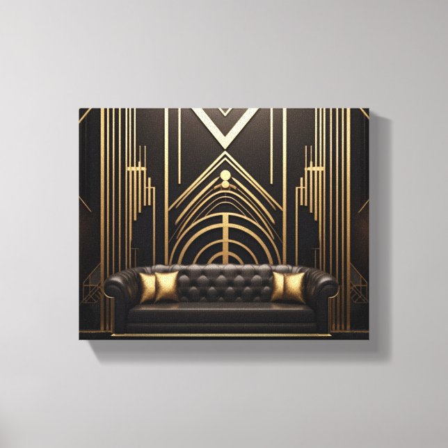 Living 1 Stretched Art Deco Canvas Print (Front)