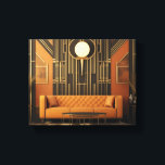 Living 2 Art Deco Stretched Canvas Print<br><div class="desc">A stretched print that channels the energy of the Art Deco movement by using contrasting colors and dynamic patterns to create a visually striking backdrop that pays homage to the glamour and excitement of the roaring twenties.</div>