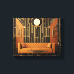 Living 2 Art Deco Stretched Canvas Print<br><div class="desc">A stretched print that channels the energy of the Art Deco movement by using contrasting colors and dynamic patterns to create a visually striking backdrop that pays homage to the glamour and excitement of the roaring twenties.</div>