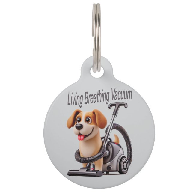 Living Breathing Vacuum Dog Pet ID Tag (Front)
