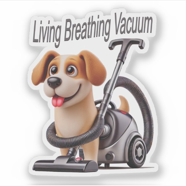 Living Breathing Vacuum Dog Sticker (Front)