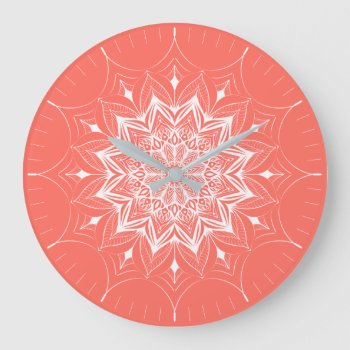 Living Coral 2019 Large Clock by univercitizen at Zazzle