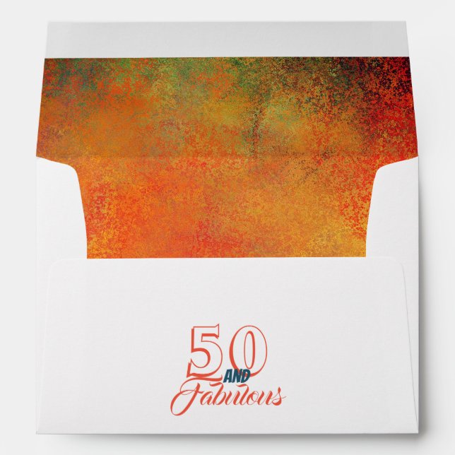 Living Coral 50 and Fabulous Birthday Party Envelope (Back (Bottom))