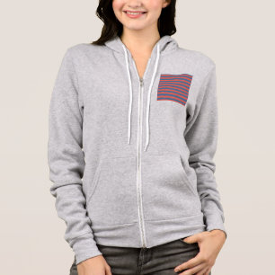 Lıving Coral and Pacific blue Horizontal Lines Hoodie