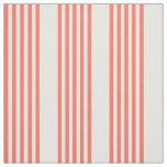Living coral and white five stripes pattern fabric