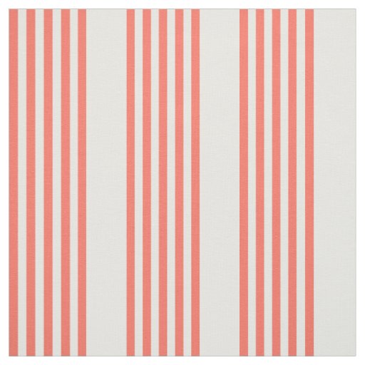 Living coral and white five stripes pattern fabric