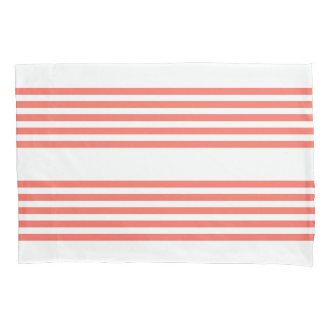 Living coral and white five stripes pattern pillow case (Front)