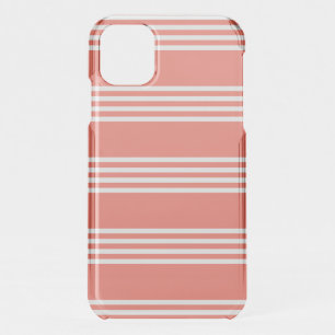 Living coral and white four stripes pattern iPhone 11 case