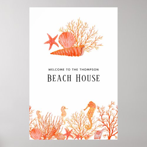 Living Coral Beach House Poster