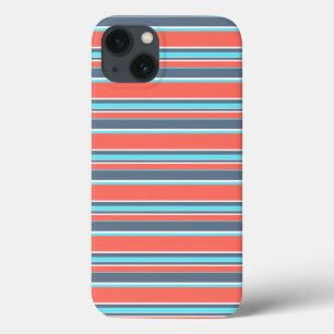 Living coral, blue and gray stripes Case-Mate iPho iPhone 13 Case