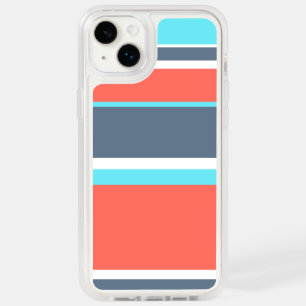 Living coral, blue and grey stripes OtterBox iPhone 14 plus case