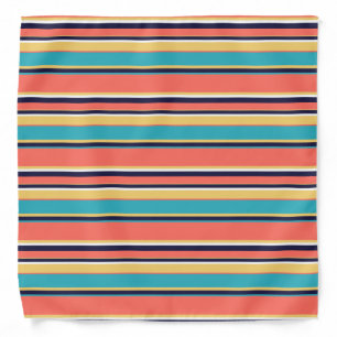 Living coral, blue and yellow stripes bandana