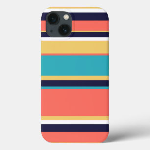 Living coral, blue and yellow stripes Case-Mate iP iPhone 13 Case
