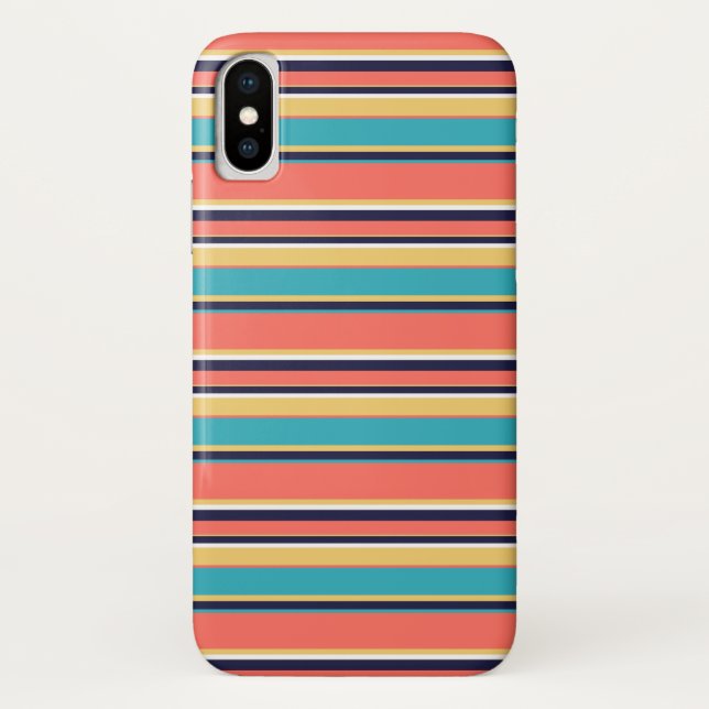 Living coral, blue and yellow stripes Case-Mate iPhone case (Back)