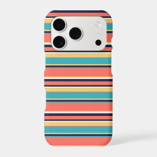 Living coral, blue and yellow stripes iPhone 17 pro case