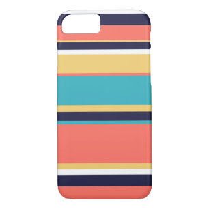 Living coral, blue and yellow stripes iPhone 8/7 case