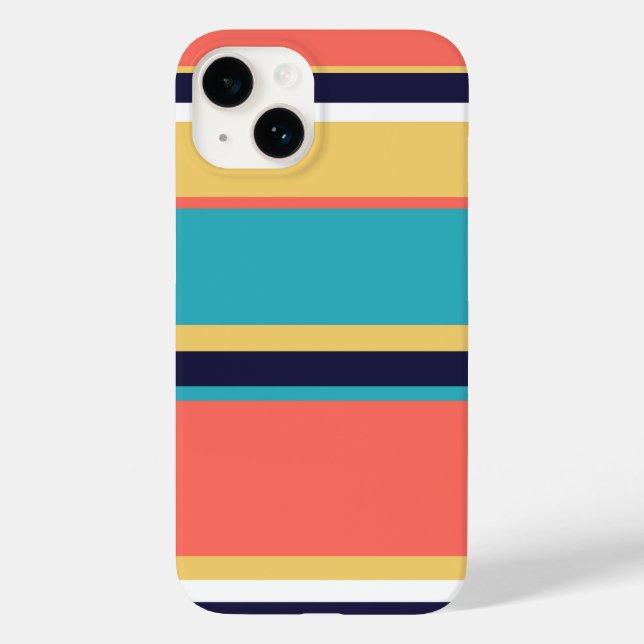 Living coral, blue and yellow stripes Case-Mate iPhone case (Back)