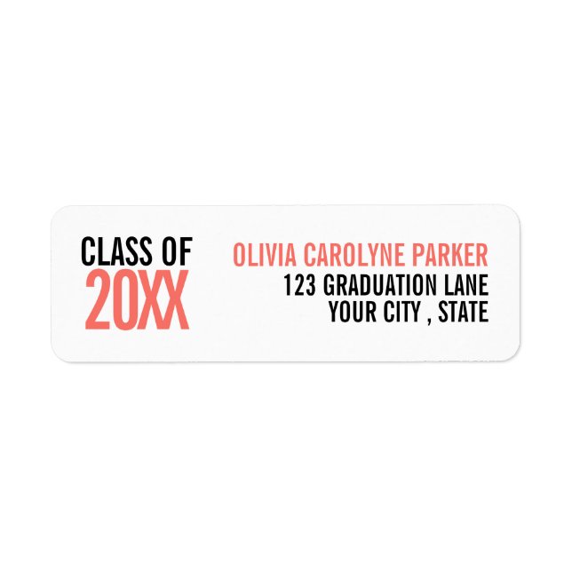  living coral bold graduation custom YEAR Label (Front)