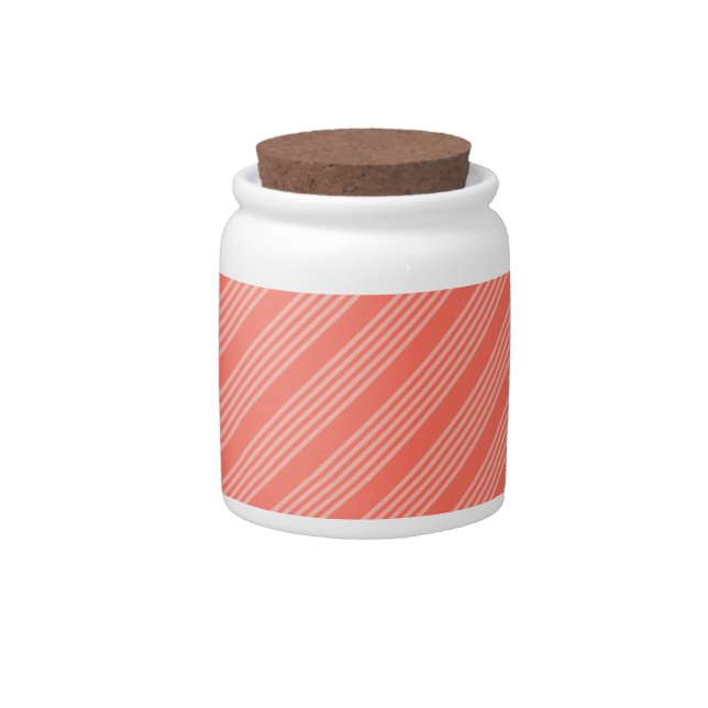 Living coral five stripes pattern candy jar (Front)