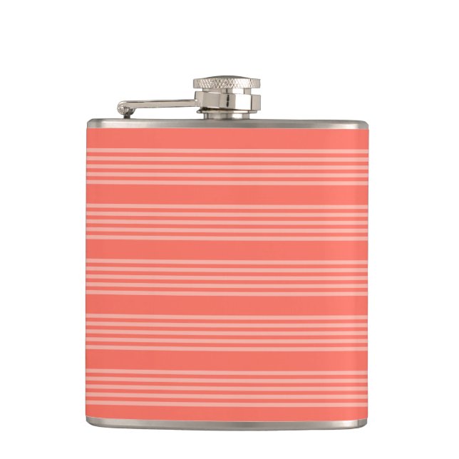 Living coral five stripes pattern flask (Front)