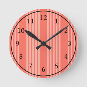 Living coral five stripes pattern round clock