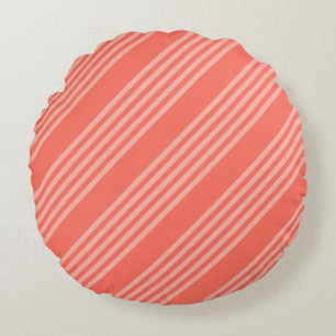 Living coral five stripes pattern round pillow