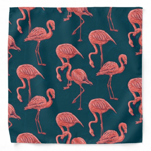 Living coral flamingo pattern bandana