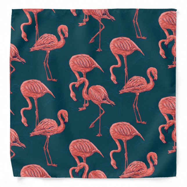 Living coral flamingo pattern bandana (Front)