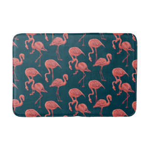 Living coral flamingo pattern bath mat