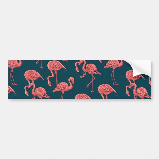Living coral flamingo pattern bumper sticker (Front)
