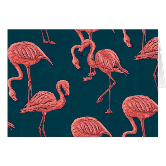 Living coral flamingo pattern cards (Front Horizontal)