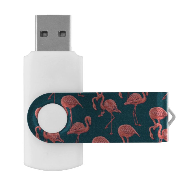 Living coral flamingo pattern flash drive (Opened)