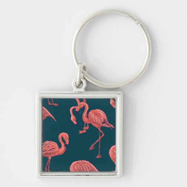 Living coral flamingo pattern keychain (Front)