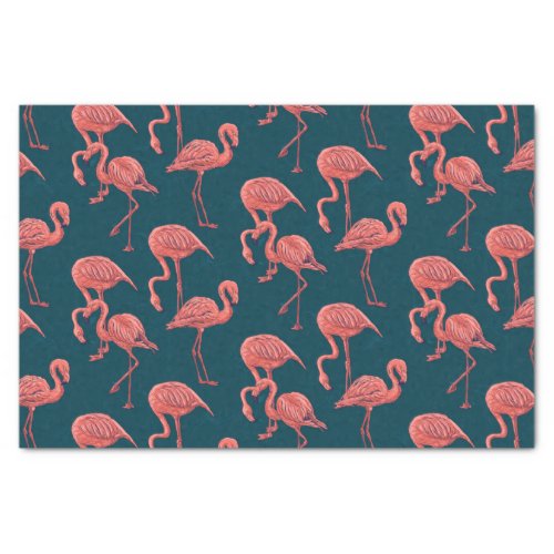 Living coral flamingo pattern tissue paper