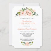 Living Coral Flowers Graduation Party Invitation (Front)