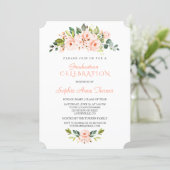 Living Coral Flowers Graduation Party Invitation (Standing Front)