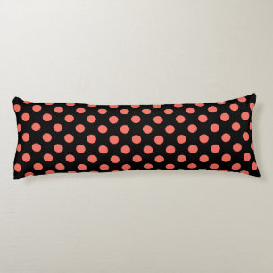 Living coral polka dots on black body pillow