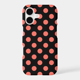 Living coral polka dots on black iPhone 17 case