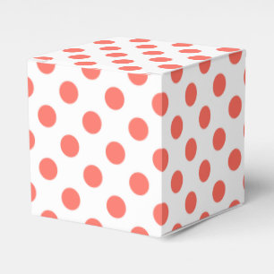 Living coral polka dots on white favor boxes
