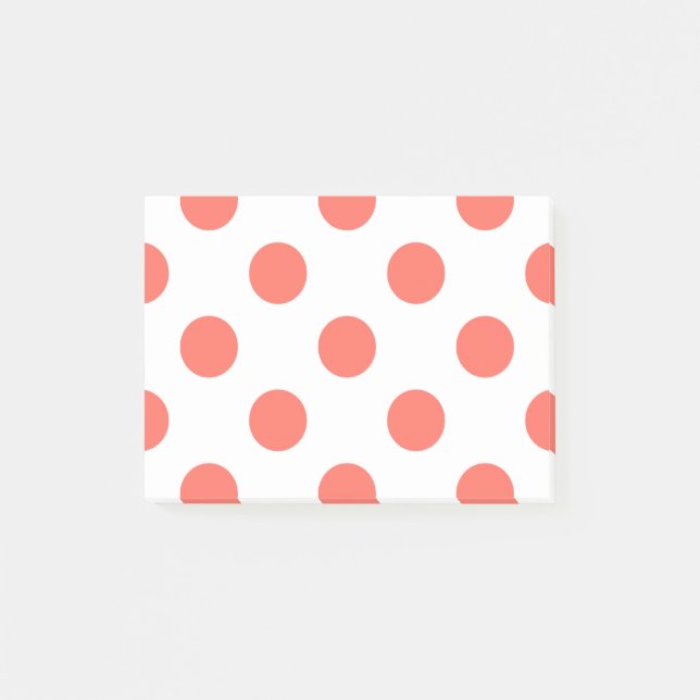 Living coral polka dots on white post-it notes (Front)
