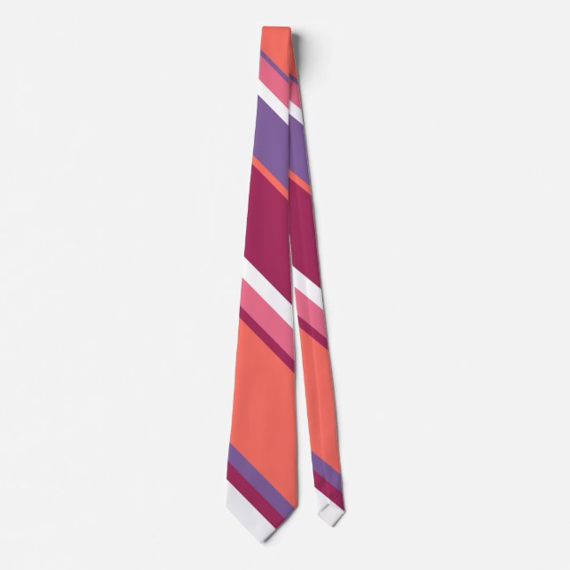 Living coral, red and violet neck tie (Front)