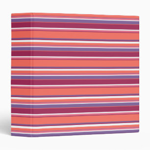 Living coral, red and violet stripes 3 ring binder